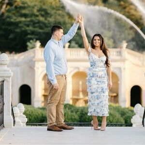 Alamour The Label Blue and White Floral Wedding Dress